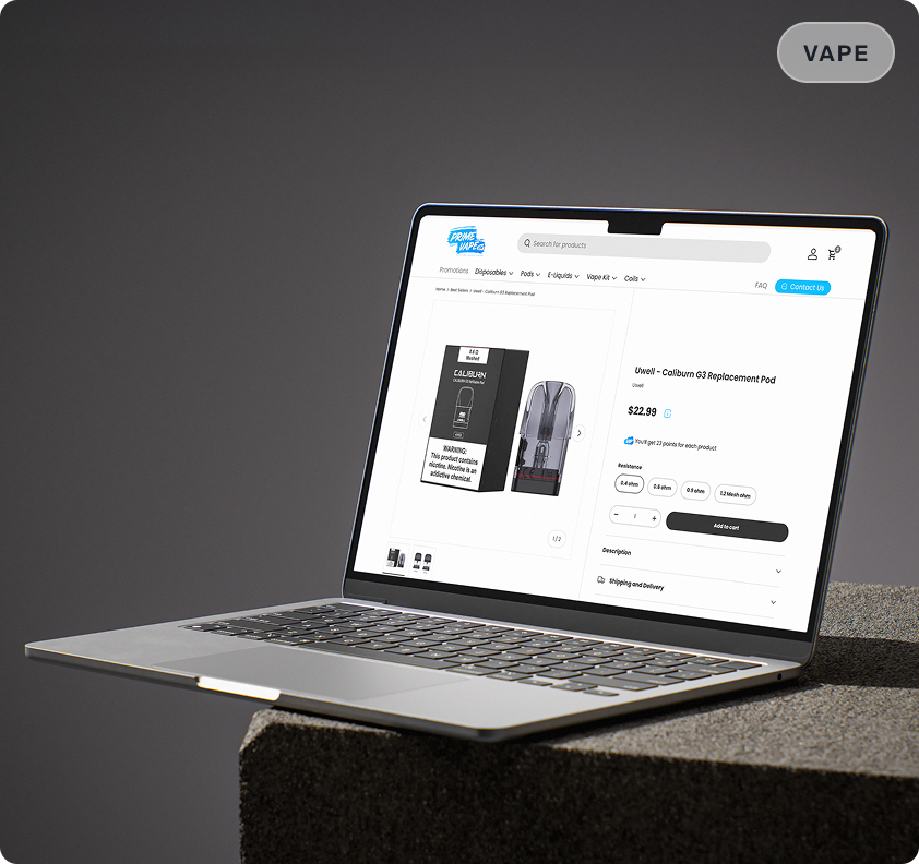 Prime Vape — Refonte complète Shopify